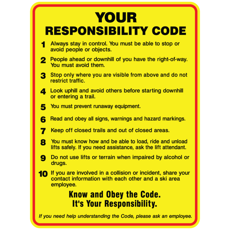 Be safety conscious and KNOW THE CODE. IT’S YOUR RESPONSIBILITY ...